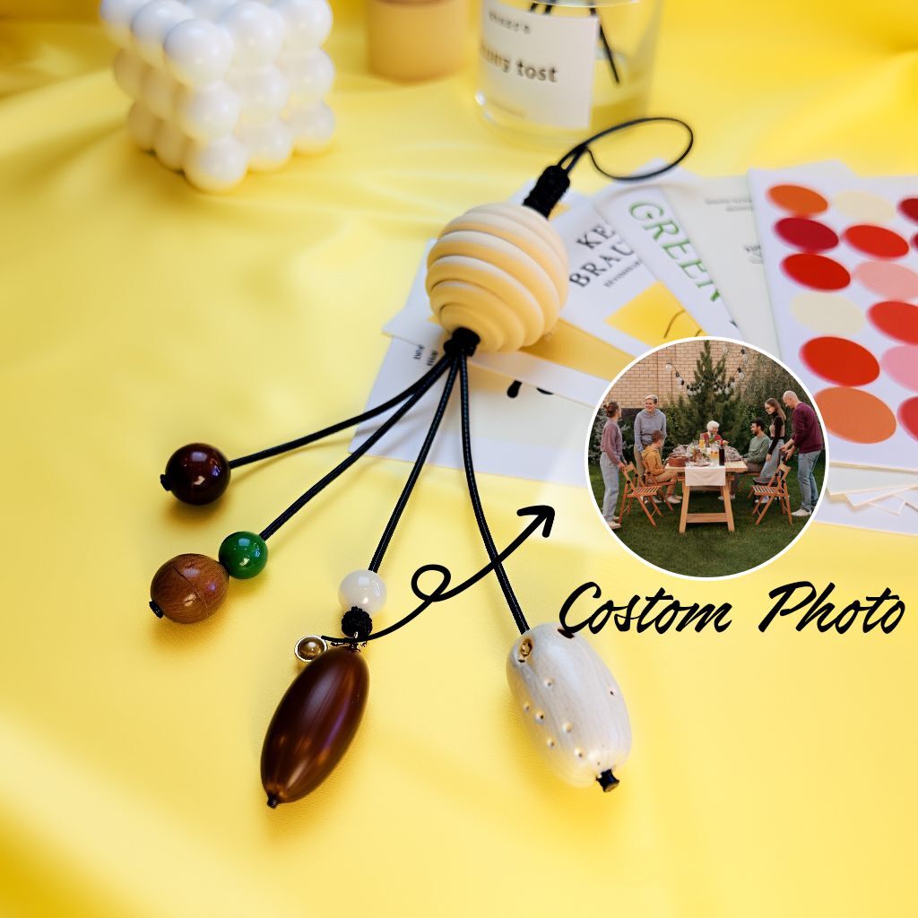 Custom name pendant on bohemian style bag charm chain with intricate bead details, personalized gift idea for couples, featuring unique handcrafted design with natural and glass beads