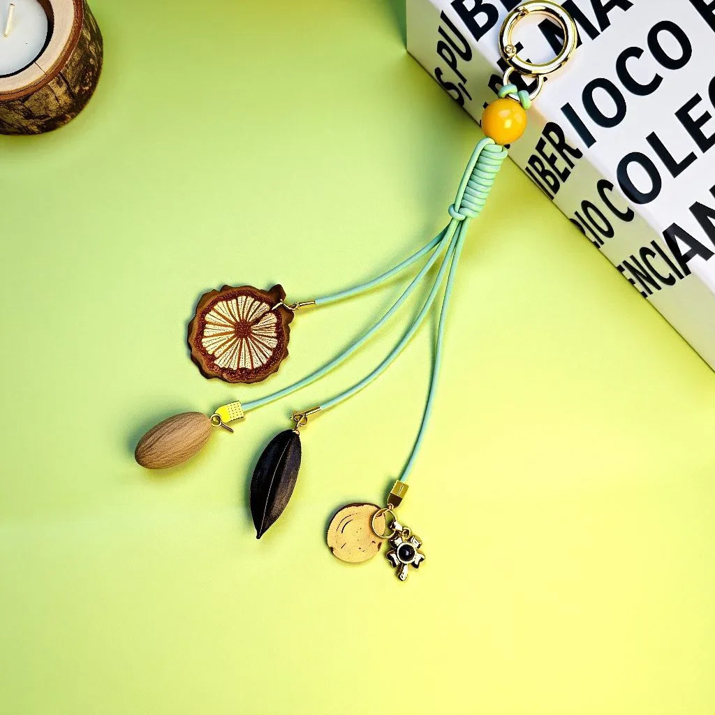 Personalized Herbal Healing Amulet Bag Charm with Yellow Agate and custom photo projection