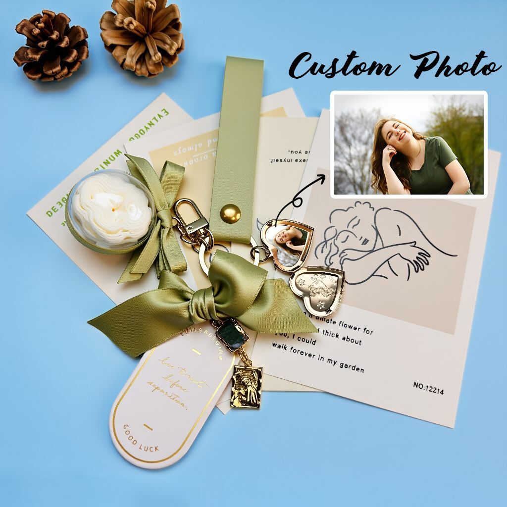 Preserved flower zodiac guardian bag charm with personalized photo customization, handmade lucky charm accessory for protection and good fortune