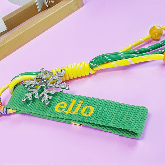 Personalized Kids Guardian Name Tag | Snowflake Photo Projection | Yellow Agate Children's Amulet