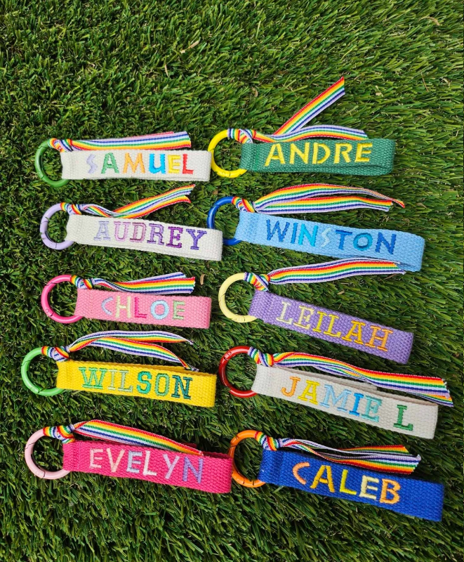 Angel Edition – Embroidered Custom Name Backpack Charm (Kids) | Anti-Loss Guardian Tag with Photo Option