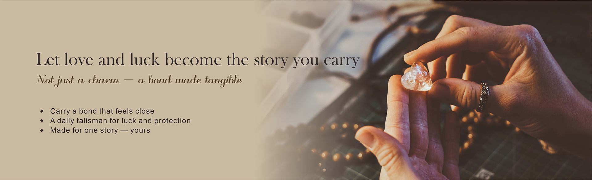 The artisanal process of crafting Bondora Fortuna guardian charms, detail-oriented jewelry making.