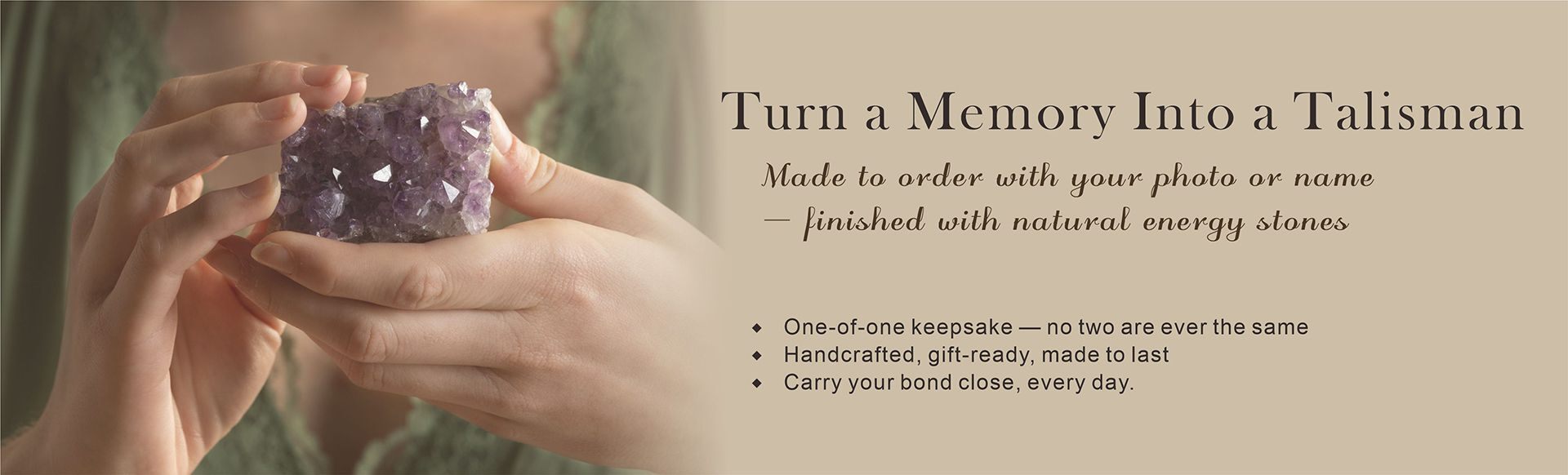 Authentic natural energy stones including Amethyst, Jade, and Citrine used in Bondora Fortuna talismans.